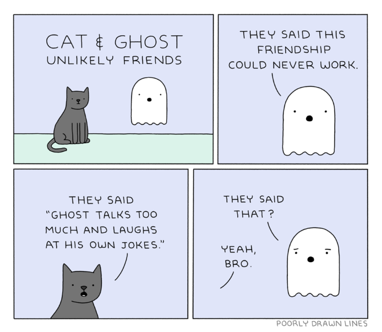 Cat and Ghost | Poorly Drawn Lines